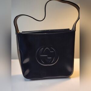 Authentic Gucci Black Leather Shoulder Bag